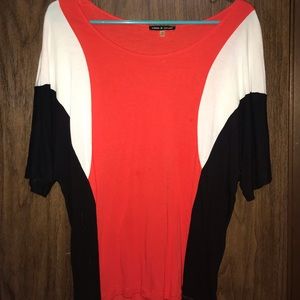 Red, white & black loose fitting woman’s blouse
